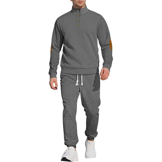 ⏳Ajaliselt piiratud eripakkumine⏰Vabaaja žakaarkangast komplekt: püstkraega topp + elastse mansetiga püksid – rikkalik žakaarkangast tekstuur & Elegantne dekoltee, igapäevaseks kandmiseks hädavajalik!