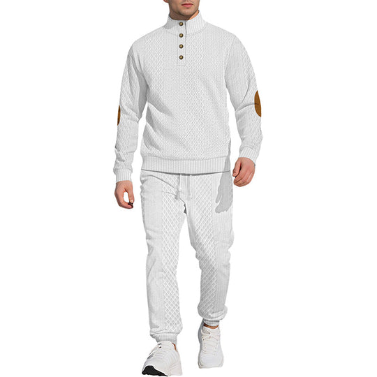 ⏳Ajaliselt piiratud eripakkumine⏰Vabaaja žakaarkangast komplekt: püstkraega topp + elastse mansetiga püksid – rikkalik žakaarkangast tekstuur & Elegantne dekoltee, igapäevaseks kandmiseks hädavajalik!