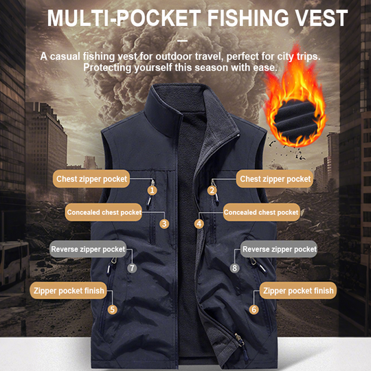 Men's Oversized Sleeveless Vest Jacket with Pockets