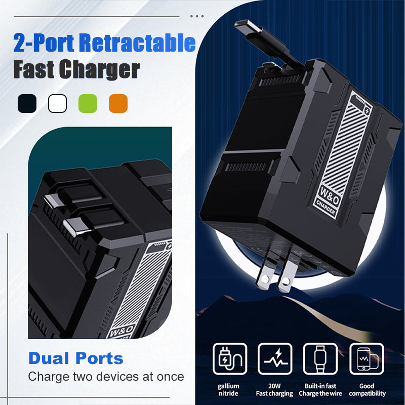 45W Retractable Fast Charger Cube