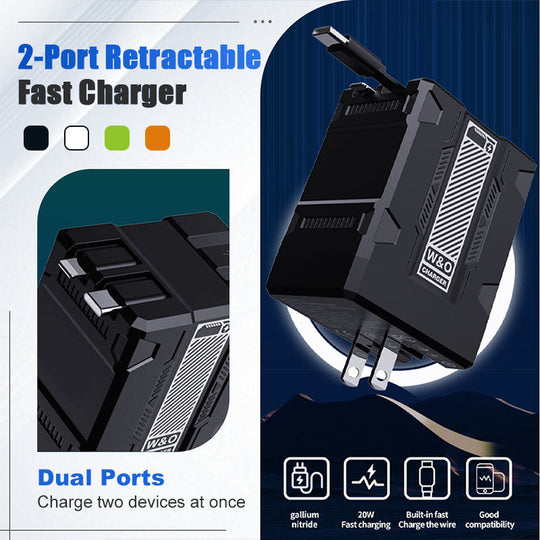 45W Retractable Fast Charger Cube