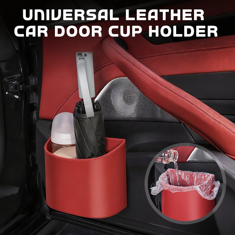 🥳2026 HOT SALE🥳💞95K+ SOLD!🚗🧺 50% OFF! Leather Car Door Cup Holder – Wide‑mouth opening, easy reach for drinks & phone. Clip‑on secure fit. PU leather, tough & stylish. 🛡️✨