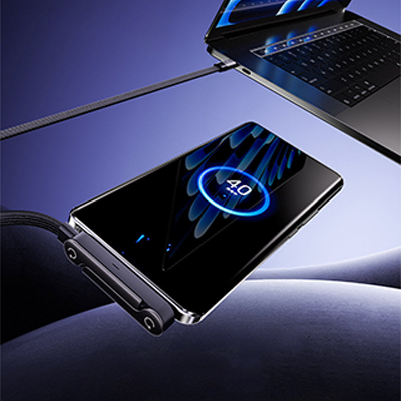 ⚡2-in-1 Invisible Holder Charger Cable – 240W Fast Charging Cord with Built-In Phone Stand