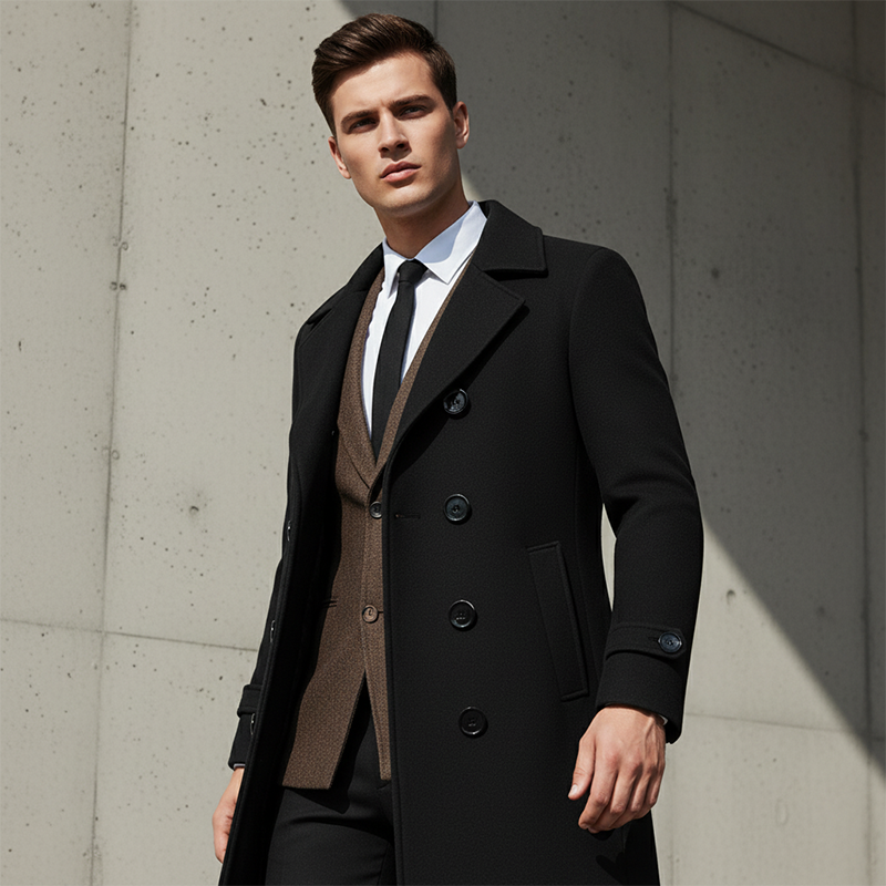 Men's Classic Double-Breasted Overcoat