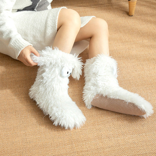 💗LAST DAY SALE 50% OFF⚡50K+ SOLD💕Women's Plush Slippers Socks Floor Socks Winter Home Indoor Thickened Fleece-Lined Anti-Slip Adult Women's Plush Snow Socks Shoe Covers