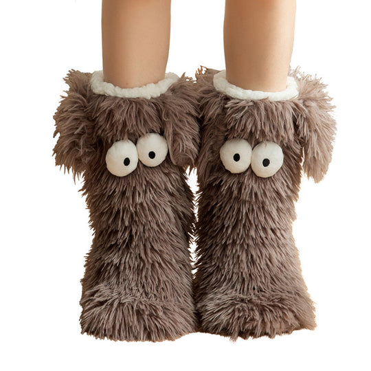 💗LAST DAY SALE 50% OFF⚡50K+ SOLD💕Women's Plush Slippers Socks Floor Socks Winter Home Indoor Thickened Fleece-Lined Anti-Slip Adult Women's Plush Snow Socks Shoe Covers