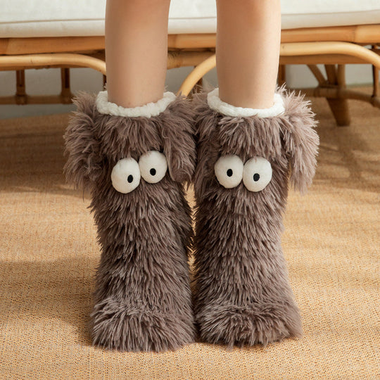💗LAST DAY SALE 50% OFF⚡50K+ SOLD💕Women's Plush Slippers Socks Floor Socks Winter Home Indoor Thickened Fleece-Lined Anti-Slip Adult Women's Plush Snow Socks Shoe Covers