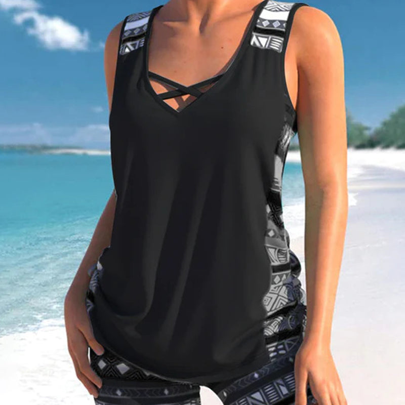 Miraclesuit Women's Tummy Control Tankini Set with Built-In Bra – Flattering Boho Swimwear with Shorts