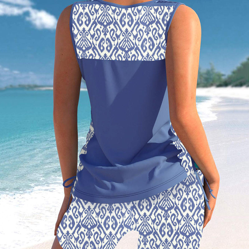Miraclesuit Women's Tummy Control Tankini Set with Built-In Bra – Flattering Boho Swimwear with Shorts