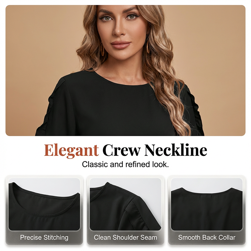 Women's Ruffle Trim Flowy Sleeve Blouse