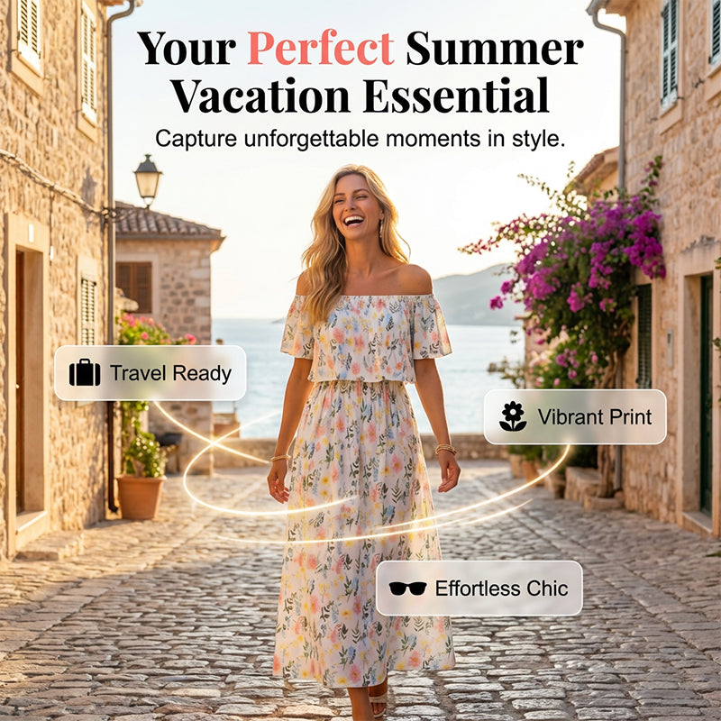 Summer Bohemian Beach Slit Maxi Dress