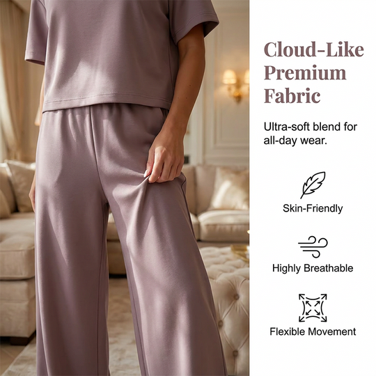 👚 LIMITED-TIME 50% OFF! ✨ Women's Top & Wide-Leg Pants Set – Soft, Breathable, Lounge Wear 🌿