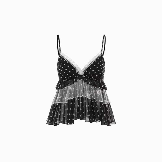Ruffled Lace Trim Camisole Top