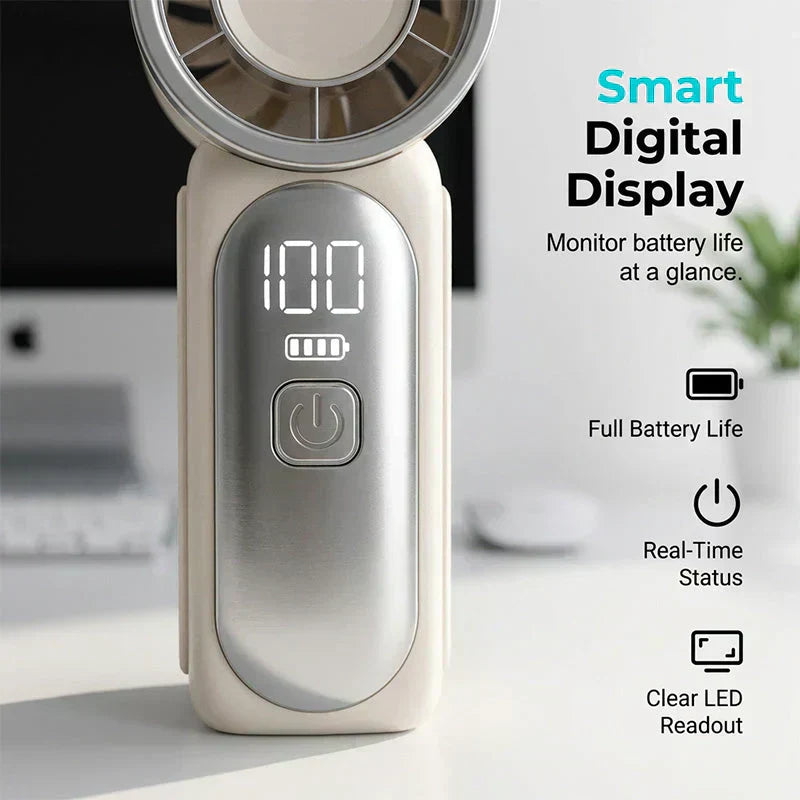 Turbo Handheld Fan – 16900 RPM, 6 speeds, LED display
