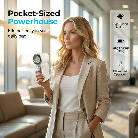 Turbo Handheld Fan – 16900 RPM, 6 speeds, LED display