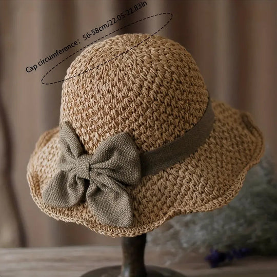 Elegant Woven Straw Sun Hat with Bow