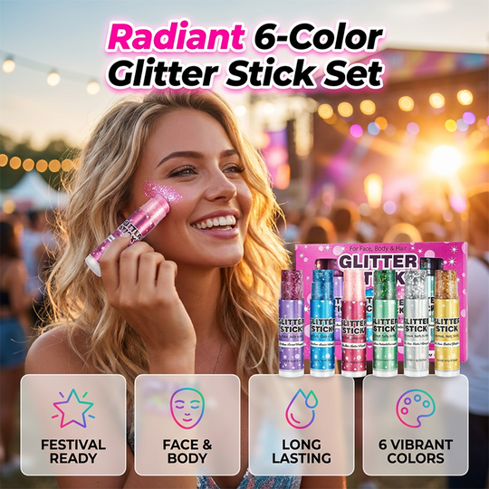 6-Color Glitter Stick Set for Face, Body & Hair