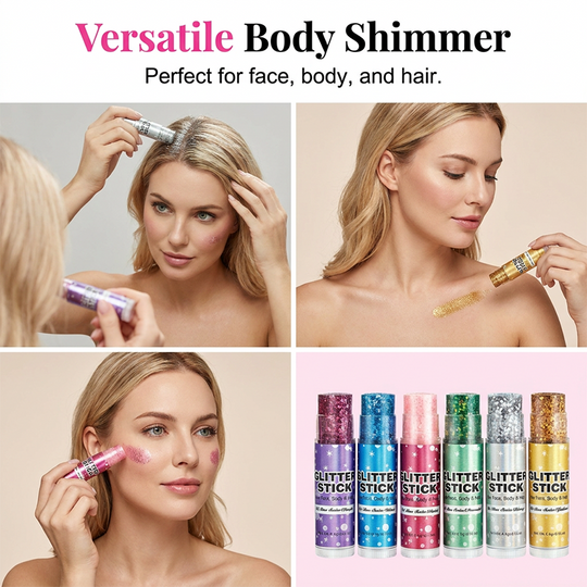 6-Color Glitter Stick Set for Face, Body & Hair