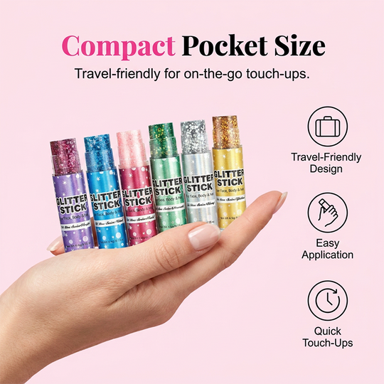 6-Color Glitter Stick Set for Face, Body & Hair