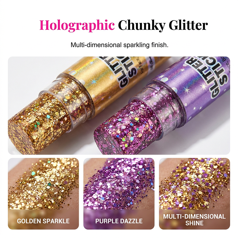 6-Color Glitter Stick Set for Face, Body & Hair