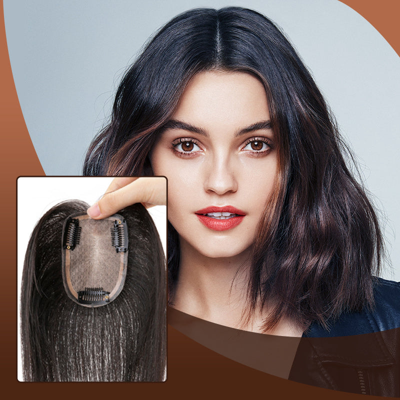 💜Women's Natural Black Hair Toppers with Clips