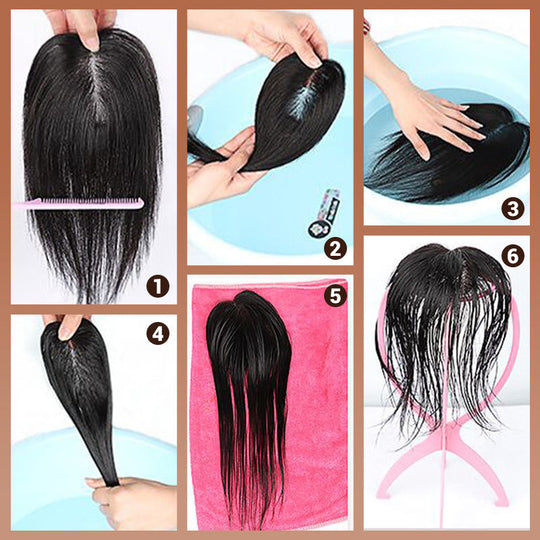 💜Women's Natural Black Hair Toppers with Clips