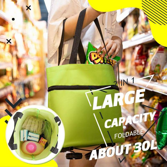 2-in-1 Foldable Shopping Cart✨Portable Lightweight Grocery Trolley