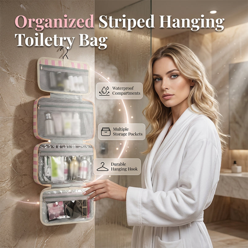 🔥Striped Hanging Travel Toiletry Bag