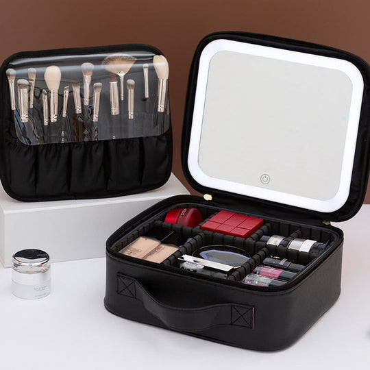 🔥Travel Makeup Bag with LED Mirror