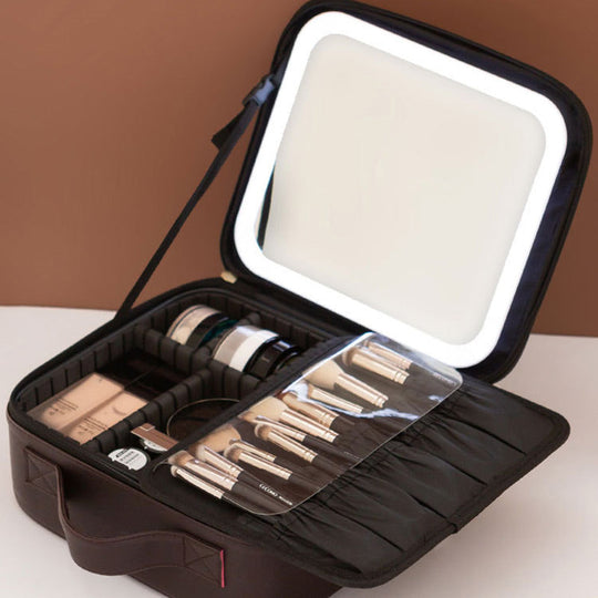 🔥Travel Makeup Bag with LED Mirror