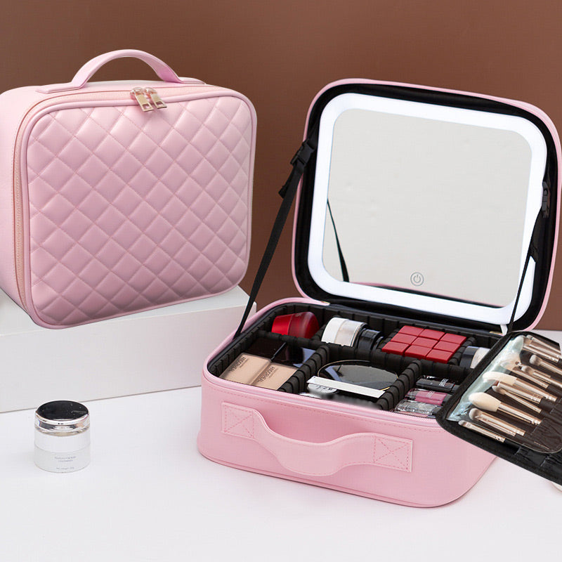 🔥Travel Makeup Bag with LED Mirror