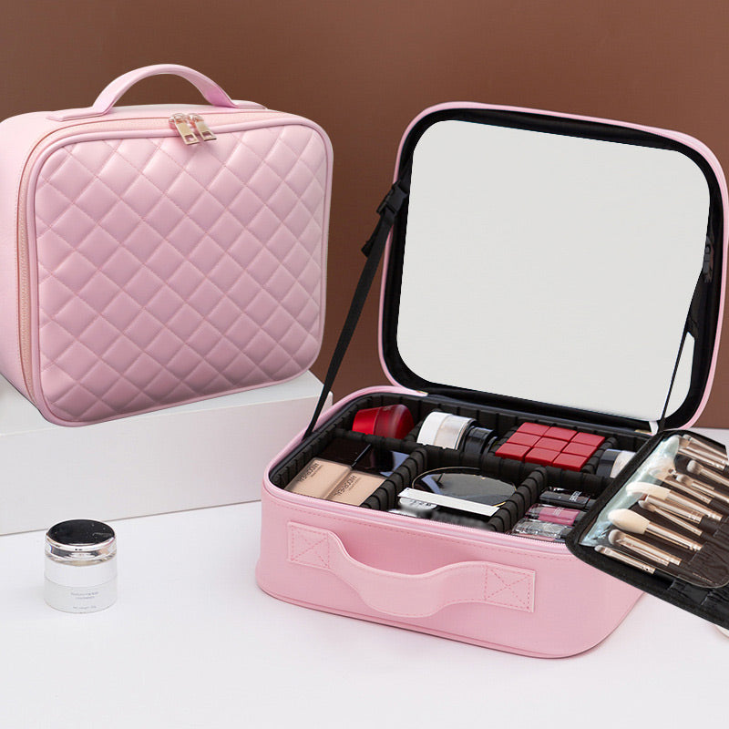 🔥Travel Makeup Bag with LED Mirror