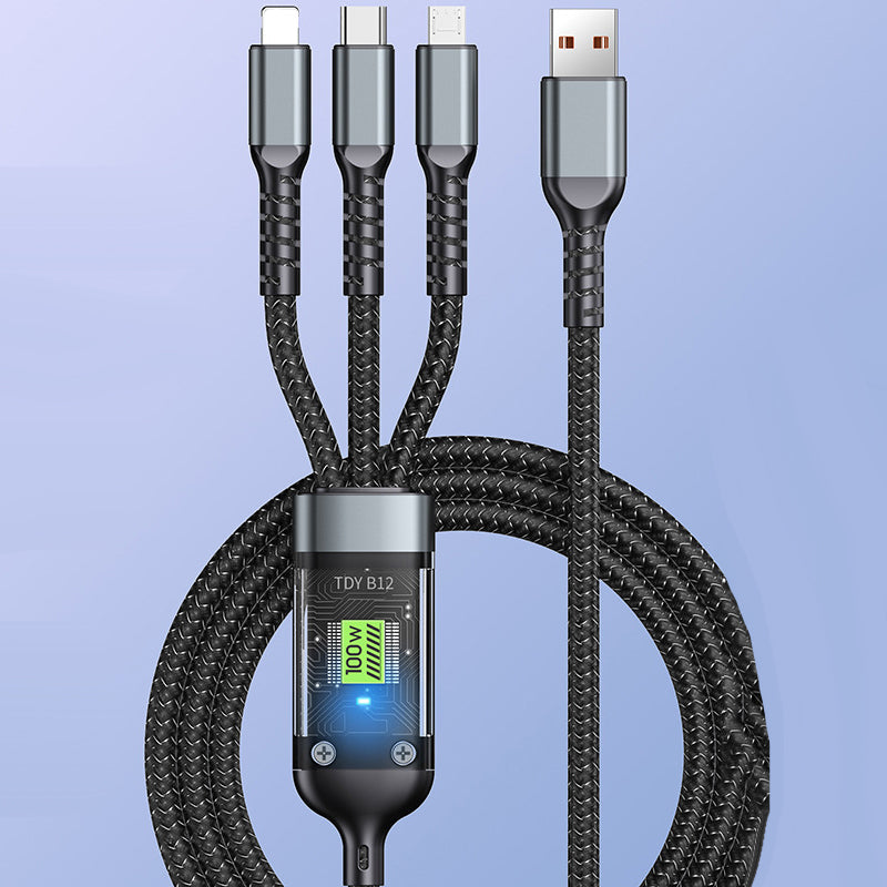🔥Transparent Luminous 3-in-1 Super Fast Charging Cable