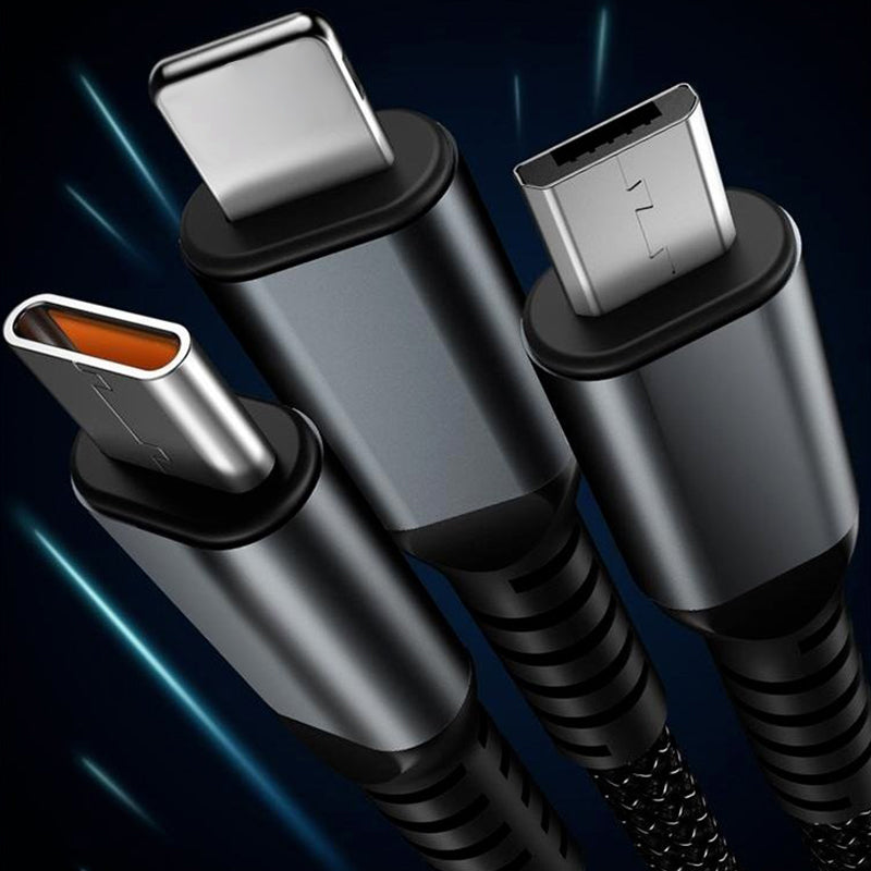 🔥Transparent Luminous 3-in-1 Super Fast Charging Cable