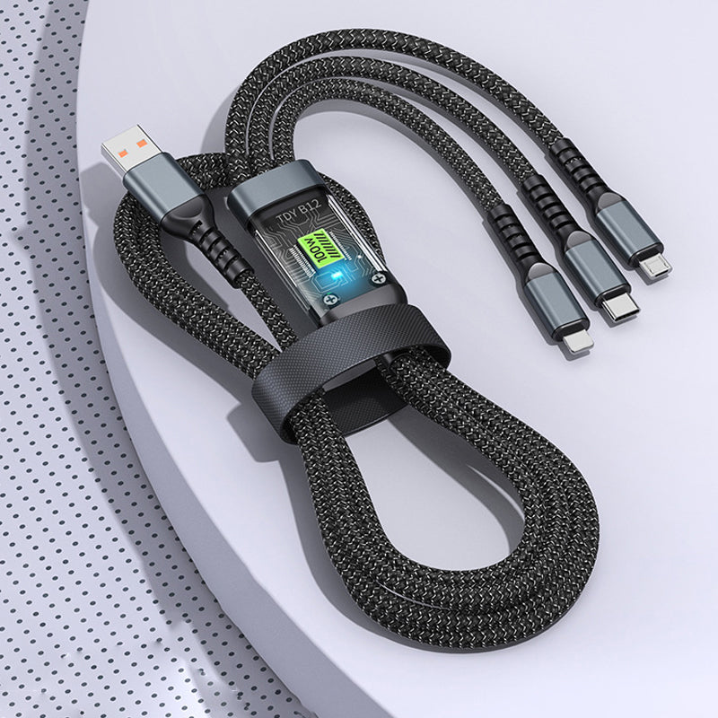 🔥Transparent Luminous 3-in-1 Super Fast Charging Cable