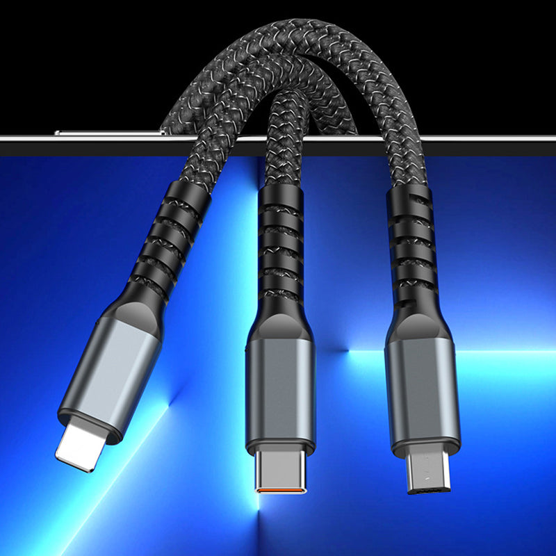 🔥Transparent Luminous 3-in-1 Super Fast Charging Cable