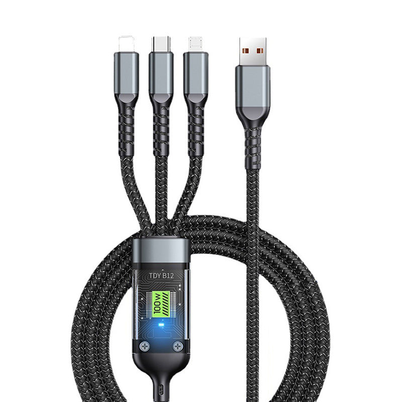 🔥Transparent Luminous 3-in-1 Super Fast Charging Cable