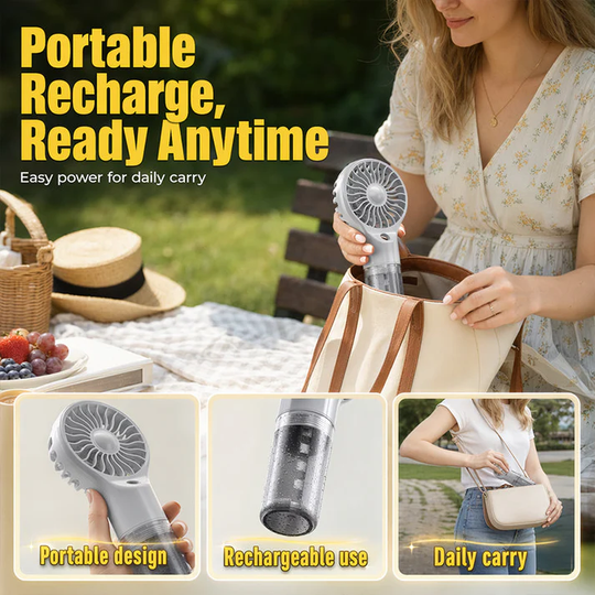 🏖️❄️Portable Handheld Mist Cooling Fan💦Mini Mist Cooling Fan for Hot Summer Days