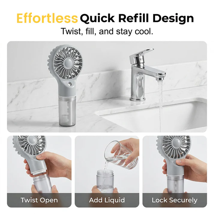 🏖️❄️Portable Handheld Mist Cooling Fan💦Mini Mist Cooling Fan for Hot Summer Days