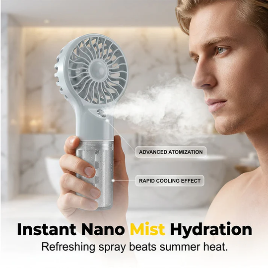 🏖️❄️Portable Handheld Mist Cooling Fan💦Mini Mist Cooling Fan for Hot Summer Days