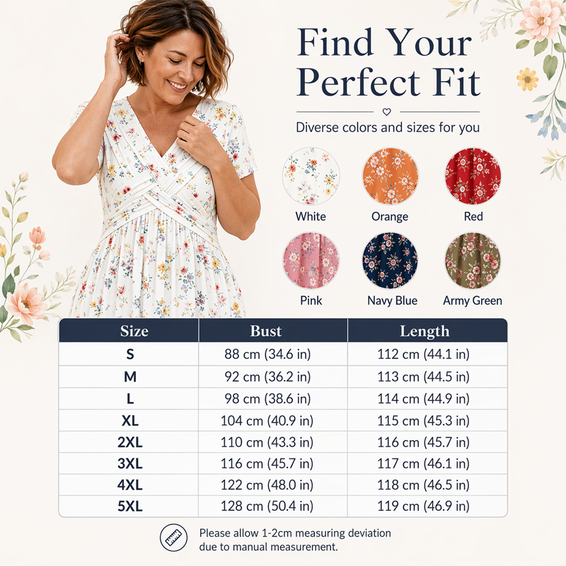 Women’s V-Neck Floral Print Dress – Twist Waist & Flattering Fit