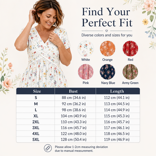 Women’s V-Neck Floral Print Dress – Twist Waist & Flattering Fit