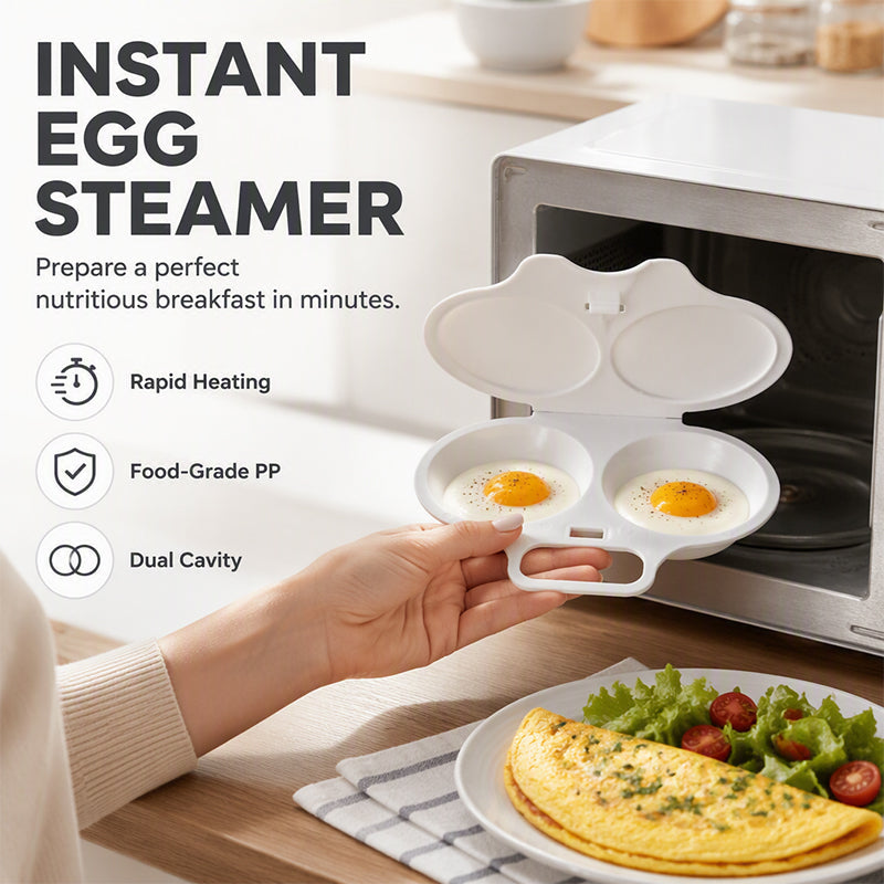 🥳2026 HOT SALE🥳💞95K+ SOLD! 🥗🎁Microwave Egg Poacher – Dual‑cavity, non‑stick & easy clean. Healthier than frying – stock up & save! 🏠✅