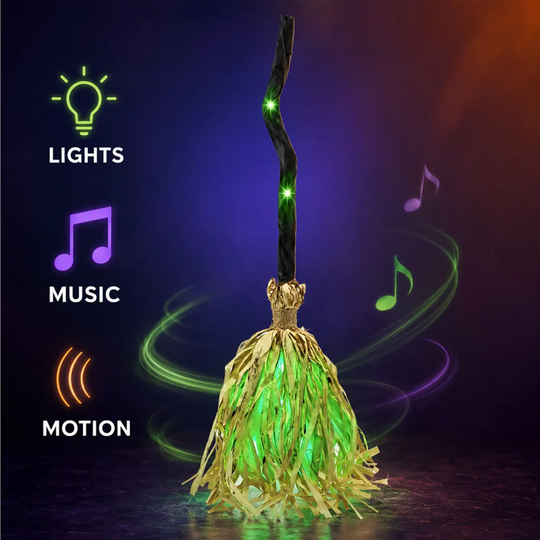 🧙 Bring Your Garden to Life This Halloween – Animated Witch Broom with Lights & Spooky Sounds. UK Stock