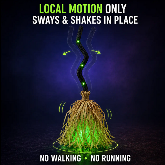 🧙 Bring Your Garden to Life This Halloween – Animated Witch Broom with Lights & Spooky Sounds. UK Stock