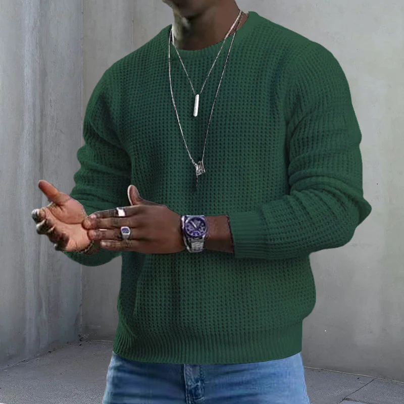 ✨Timeless Comfort | Men's Soft Crew-Neck Sweater with Ribbed Hem