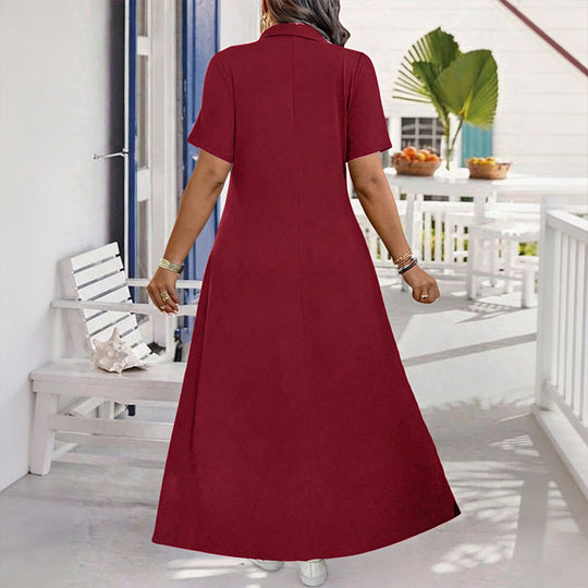 👗 Women's Casual Solid Color Zipper Maxi Dress – Effortless Elegance Meets Everyday Comfort