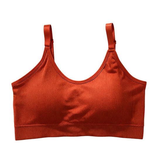 Seamless Ribbed Bralette with Adjustable Straps and Removable Cups
