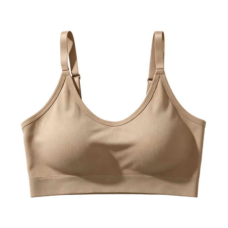 Seamless Ribbed Bralette with Adjustable Straps and Removable Cups
