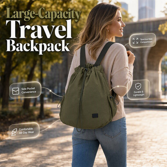 Women's Large Capacity Drawstring Tote Backpack